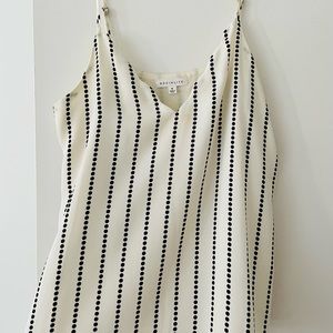 Black & white scalloped spaghetti strap tank, business casual, satin material